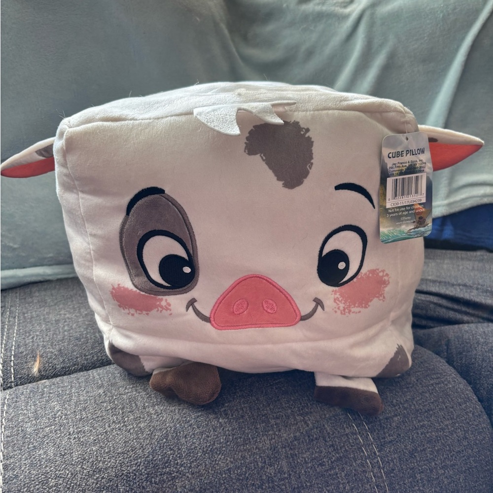 Disney Moana Pua Cube Pillow - White and Pink